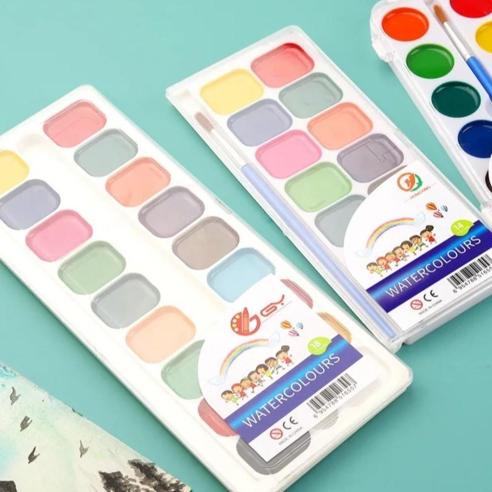 12/14/18 Kolorowy Dziecięcy Zestaw Akwareli do Malowania Stałe Farby Wodne Akcesoria Biurowe