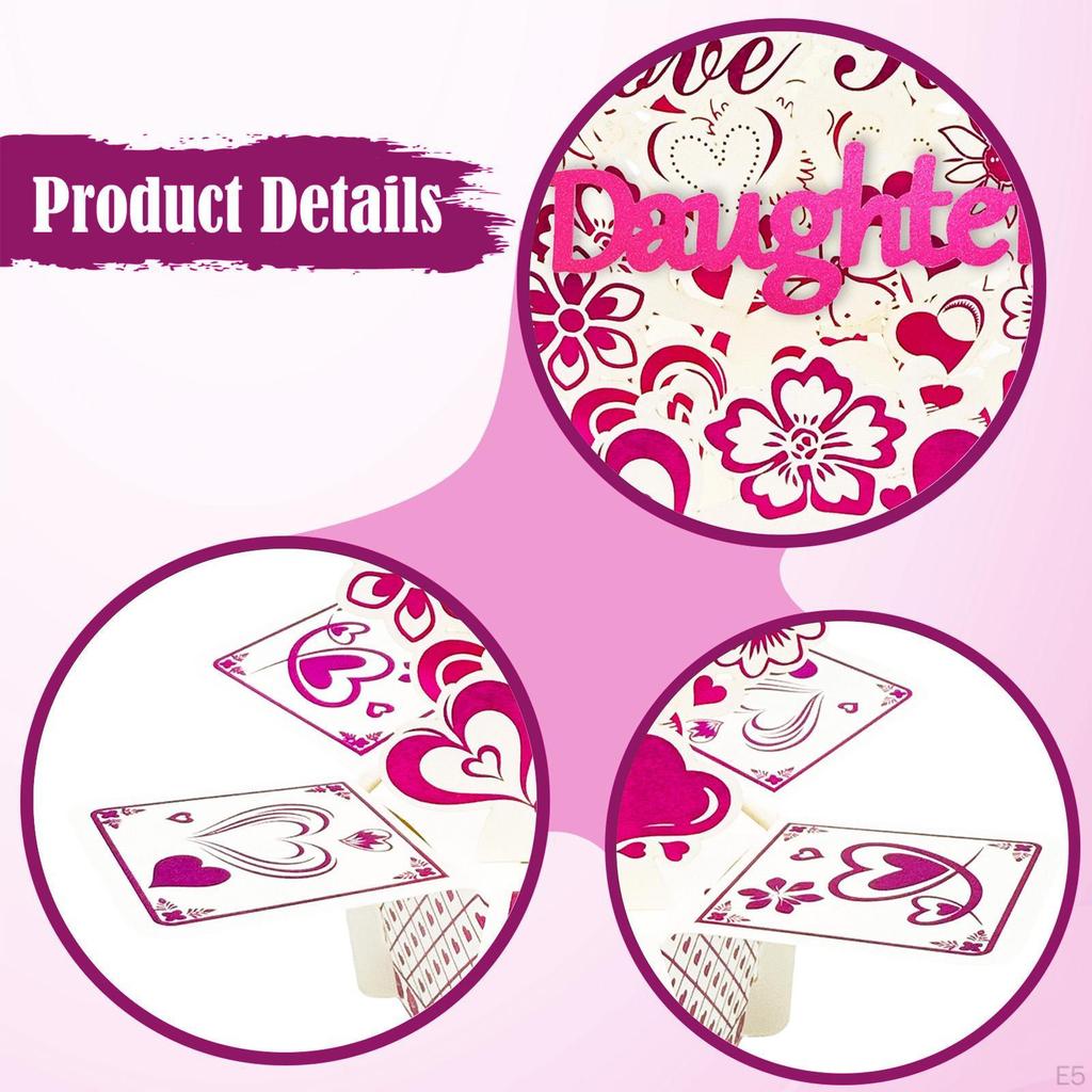 Decorative 3D Card-up in The Shape of A Heart And Flower, Ideal for Family Gatherings, Easter
