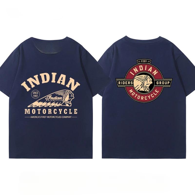 Tricou Indian Motorcycle Locomotivă Grea Croazieră Costum de Călărie Imprimeu Club Bumbac de Vară Casual Motocicletă Bărbați și Femei