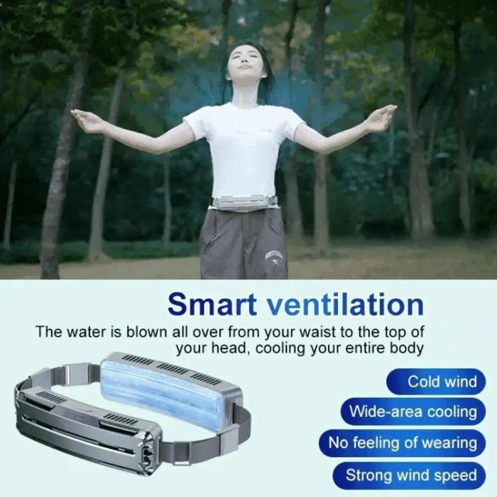 Przenośny wentylator do noszenia na pasie Nowy wentylator do pasa chłodzącego do sportów na świeżym powietrzu Chłodzenie przez USB Mini wentylator do ładowania Klimatyzator do noszenia