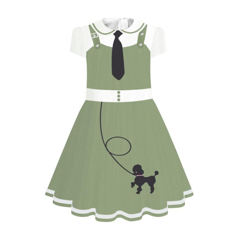 Halloween Kids Princess Dress Poodle Print Dress Costume