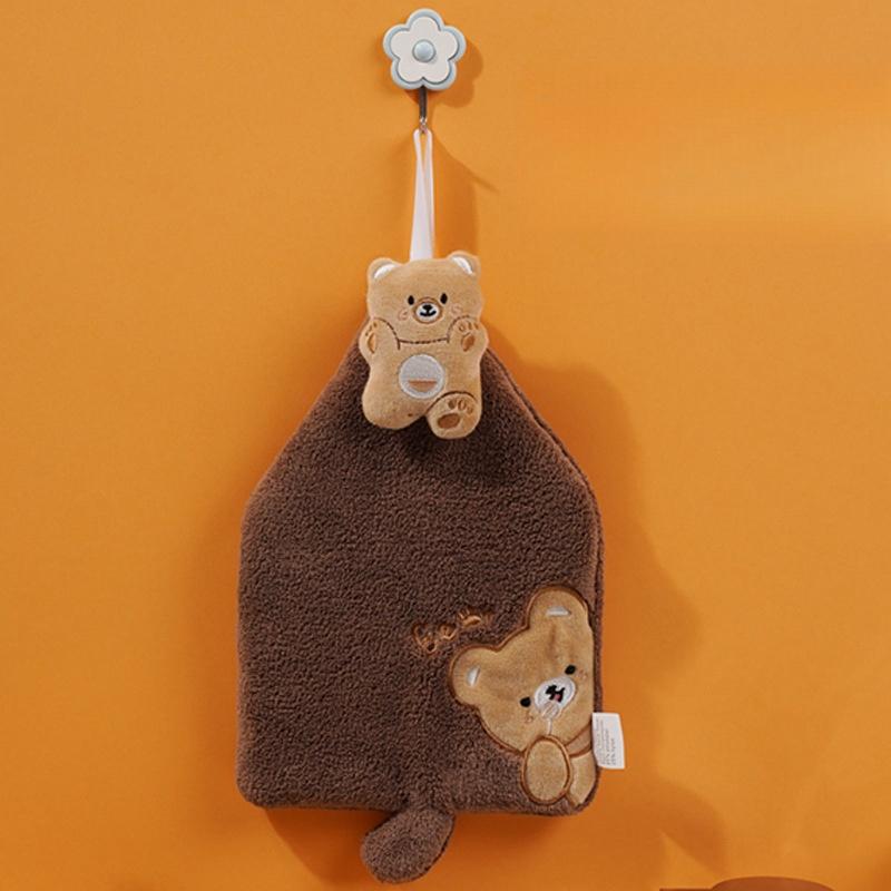 

Мультяшное подвесное полотенце для рук, коралловый флис, утолщенное впитывающее кухонное полотенце, детское сувенирное полотенце, быстросохнущий носовой платок кофейный