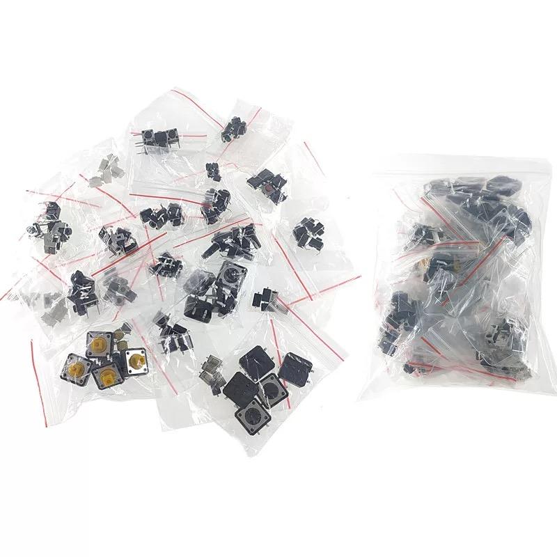 

125 шт. 25 типів Мікро тактові кнопки-перемикачі Набір assorted SMD DIP 2*4 3*6 4*4 6*6 12*12 Скидання Міні-кнопки для Arduin