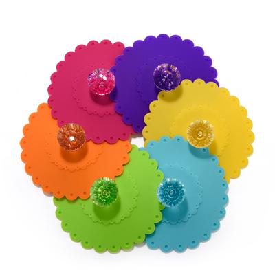 Ramidos Cute Silcone Large Diamond Cup Cover Heat Resistant Sealed Leakproof Cups Lid