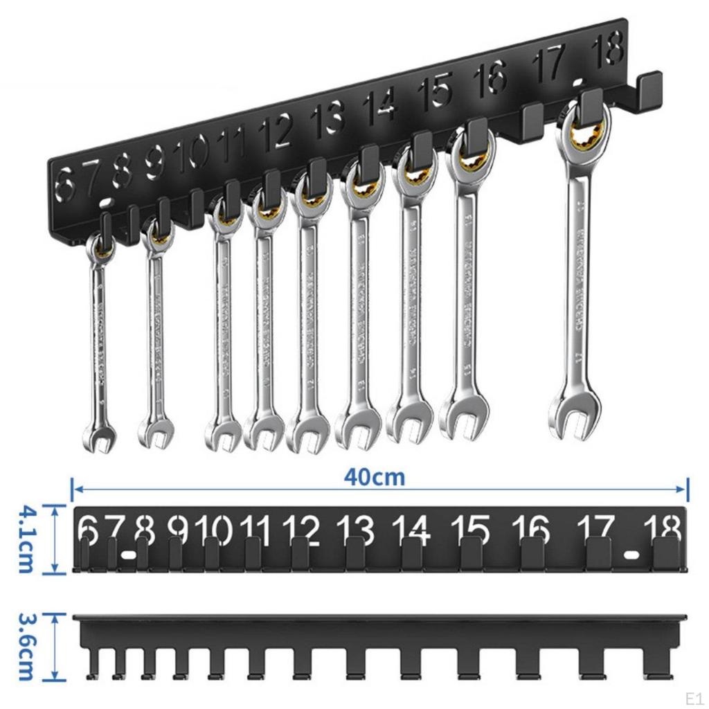 WallHung Wrench Organizer Space Saving Wall Hook Easy to Install for Mechanics, Hobbyists,