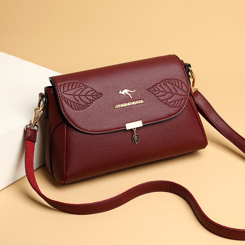 Soft leather women's bag casual single shoulder crossbody embossed small square bag versatile fashion single shoulder women