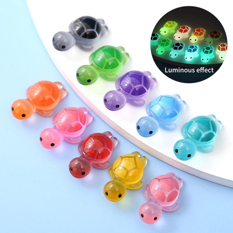 1 Stück Bunte Leuchtende Mini Schildkröte Mikro Landschaft Figur Ornament DIY Leuchtende Schildkröte Miniatur Statue Topfgarten Dekor