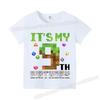 Miner Crafting Number T-shirt Pixels 1-9 Birthday Party Supplies Short Sleeve Tee Boys Girls Summer Clothing Simple Base Tshirt
