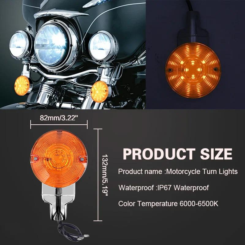 2pcs Motorcycle Front Rear Flat LED Turn Signal Light Amber Indicator Lamp Accessories for Ha-rley Touring 2001-2018