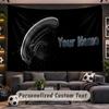 Alien Xenomorph Personalized Tapestry Support Custom Name, Wall Art Home Decoration
