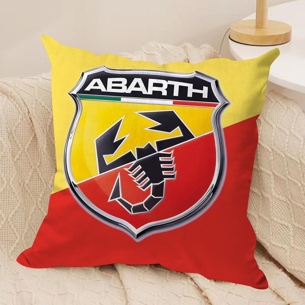 AAbarth Scorpion Logo Cushion Cover Silky Short Plush Invisible Zipper Dustproof Sofa Pillow Case For Home Decor