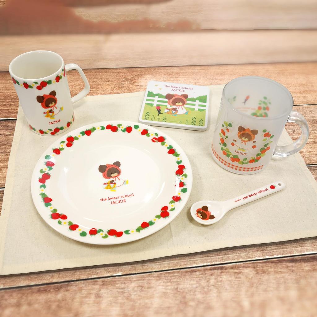 Jackie Glass Strawberry Check Made In 789156 "The Bears' School" Mug, Tableware, Goods, Sundries, Theme, Pattern, Japan,