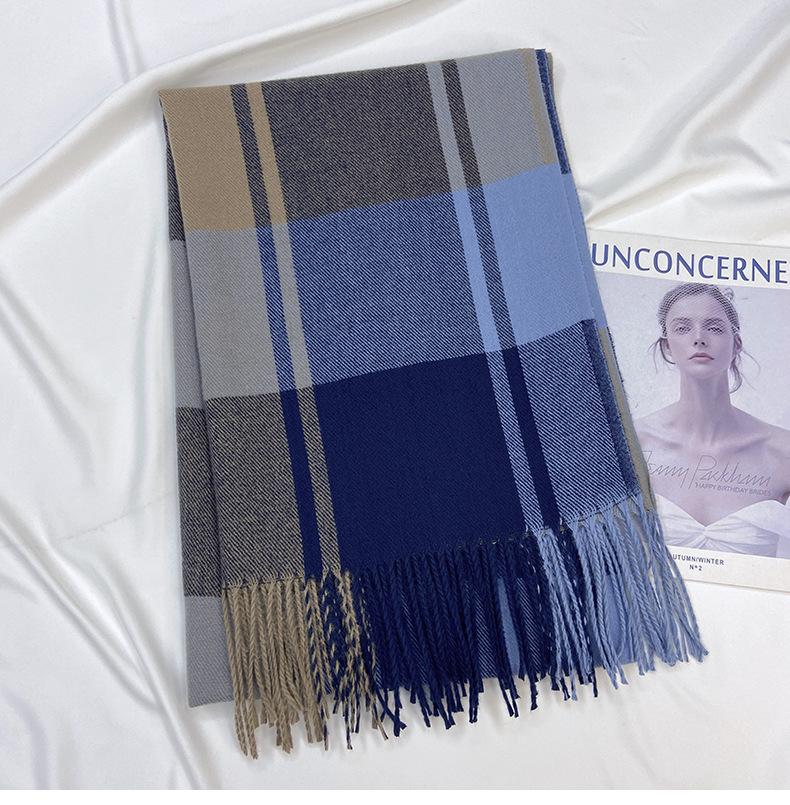 Plaid Scarf Female Autumn Winter Tassel Imitation Cashmere Shawl