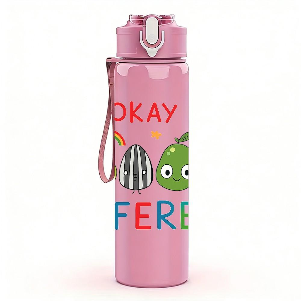 1PC Its Okay To Be Different Dino 750ml Color Plastic Sports Water Bottle Leakproof Flip Straw Lid Suitable for Sports Office Home Use