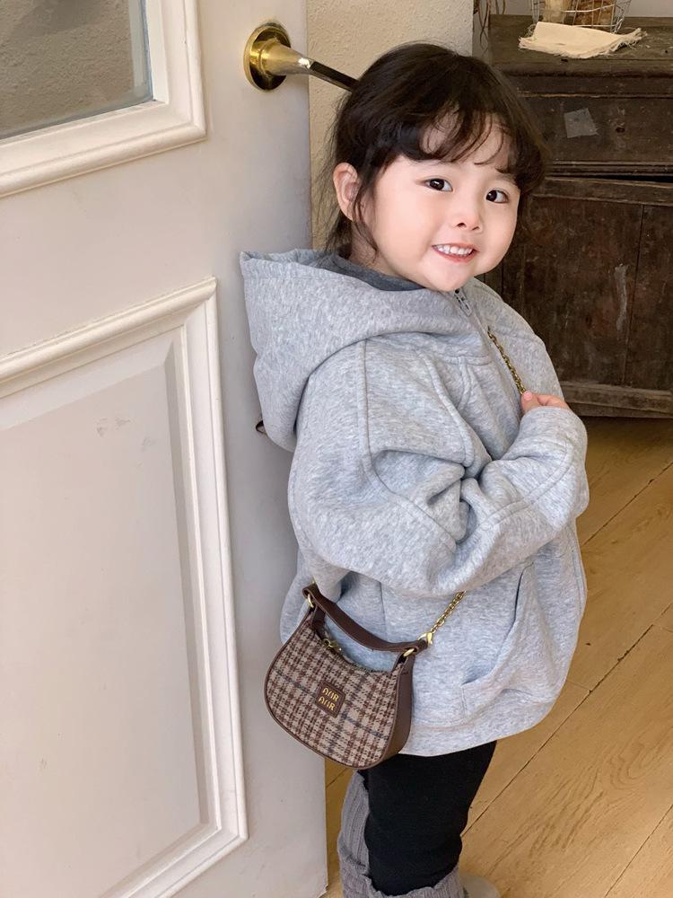 Retro Karomuster Mini Umhängetasche für Kinder & Eltern - Herbst/Winter Edition mit Lippenstift-Münzbörse