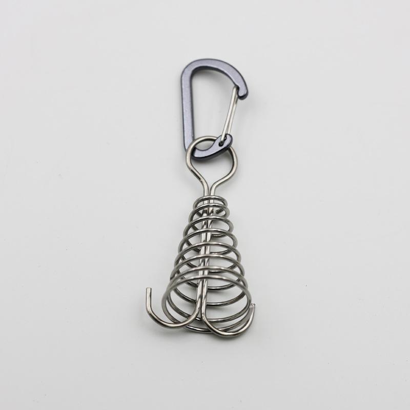 1Pcs Stainless Steel Fixed Tent Rope Buckle Wooden Hook Spring Wind Rope Outdoor Camping Octopus Rope Buckle Camping Deck Nail