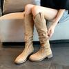  Thicklegged Bigleg Long Boots High Boots Stacking Boots Autumn and Winter Western Cowboy Largesize Women's Shoes To 