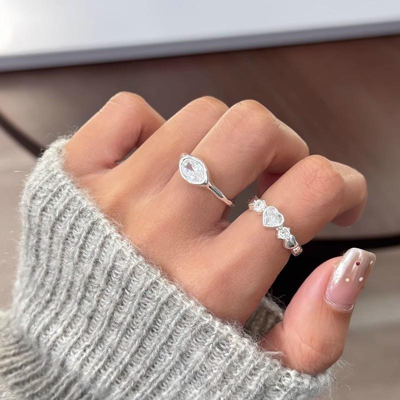 Elegant Korean Inspired S925 Silver Heart Shaped Zirconia Ring For Women Chic Accessory