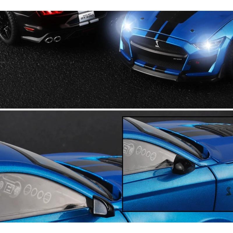 Large 1/18 Alloy Die-cast Ford Mustang GT500 Car Model Collection Ornaments Simulation Sound and Light for Boys Birthday Gift