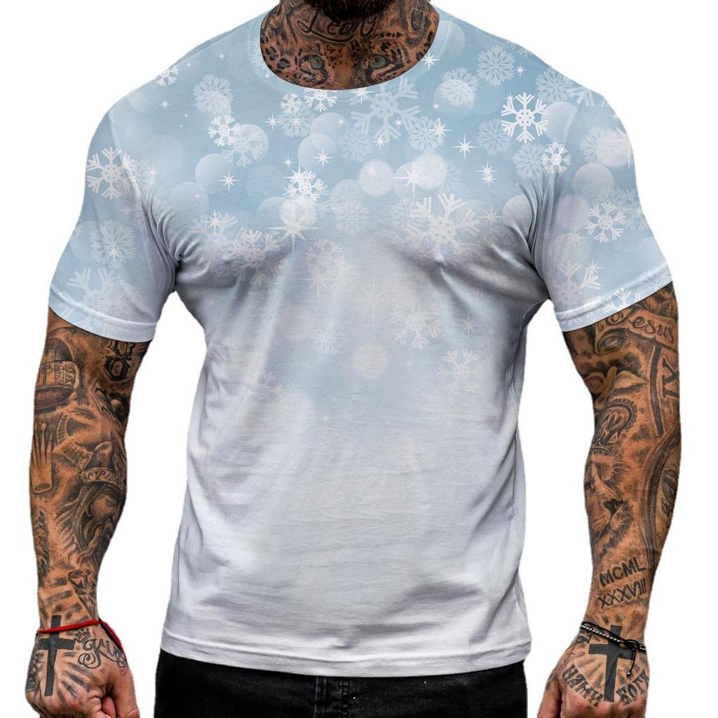 Herren Neues bedrucktes kurzärmeliges Übergröße Sport- und Freizeit-Rundhals-Top T-Shirt