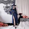 Halloween Adult Costume Wizard Witch Slits Starry Sky Vampire Witch Costume Cosplay Dress