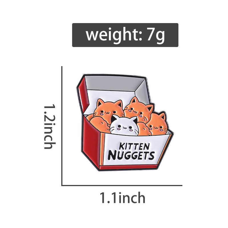 Creative Kitten Food Enamel Pins Custom KITTEN NUGGETS Brooches Lapel Badges Clothes Animal Jewelry Gift for Friends