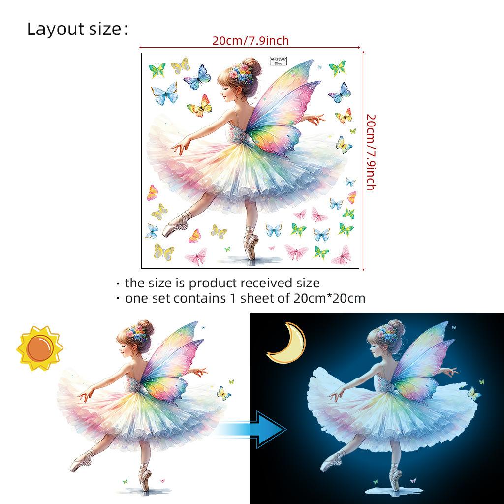 Luminous Fairy Mermaid Wall Stickers Kids Bedroom Home Decor Glow In The Dark Fairy Butterfly Decal Stickers Switch Wallpaper