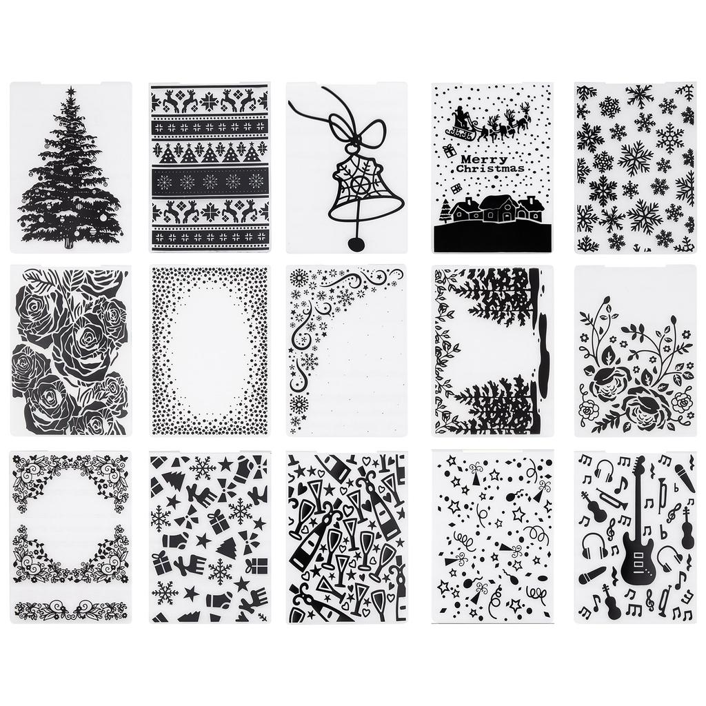 VEVOR Embossing Folders, 15 Pieces, 105 x 148 mm, Background Embossed Plates for VEVOR Die Cutting and Embossing Machine