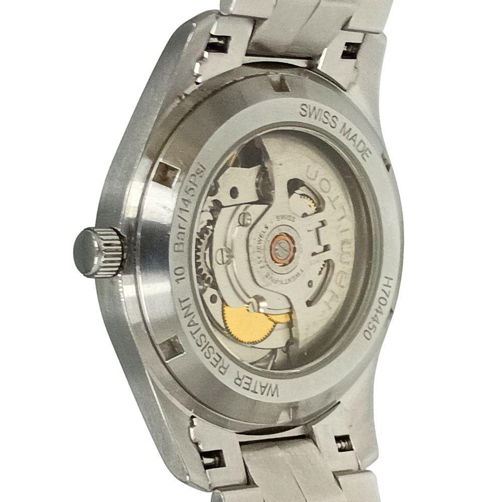 Used HAMILTON H704450 Khaki Field Back Skeleton Automatic Men's Watch Genuine / C1131