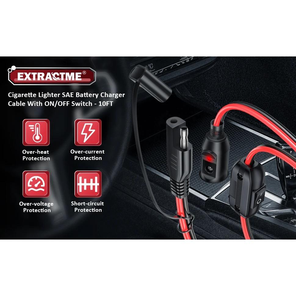 Car Socket SAE Connector Harness with 10A Fuse 16AWG Power Socket for For RV Solar Panels Moto Battery Charger