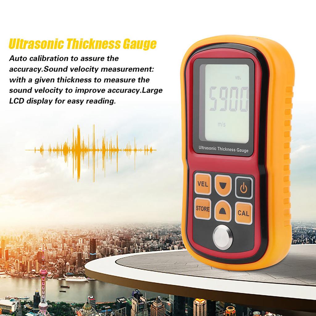 Auto Calibration Low Battery Large Lcd Display Digital Thickness Tester Material Thickness Gauge for Field for Work At Heights