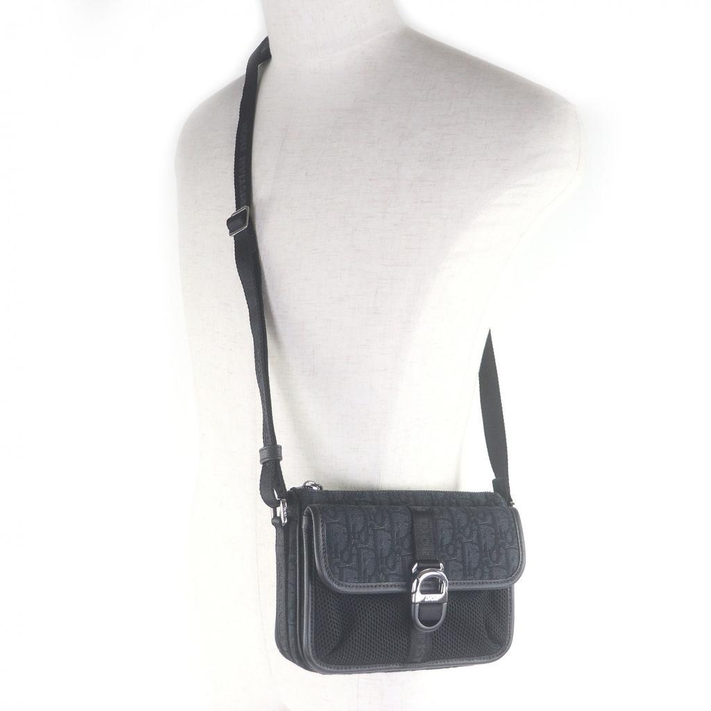Pristine DIOR Shoulder Bag Dior 8 Buckle Oblique All-Over Pattern Black Used