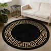 Elegant Black Gold Greek Key Round Carpet Geometric Keyhole Frame  Area Rug Trendy Floor Mats For Apartment Living Room