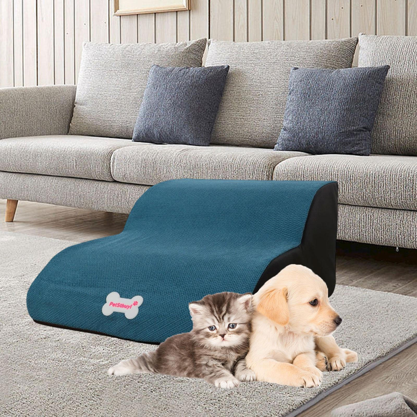 

Лестница для собак с 2 ступеньками для высокой кровати и дивана, с моющимся чехлом, ступеньки из пенопласта высокой плотности для домашних животных синий