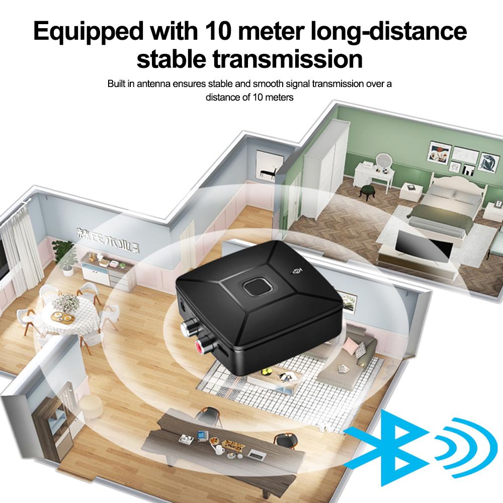 Bluetooth 6.0 Audio Receiver Wireless Stereo Music Hi-Fi 3.5mm Jack 2RCA Adapter Receivers with Mic for Car Speaker PC