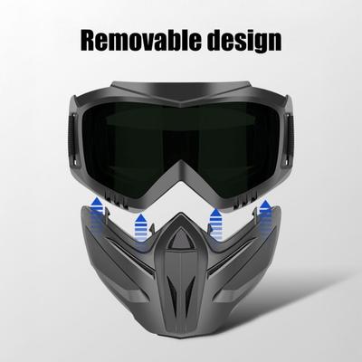 Maschera Integrale con Occhiali Staccabili, Scudo Protettivo Antiappannamento UV Antivento per il Viso, Maschera con Occhiali per Saldatura, Guida di Motocicletta, Ciclismo