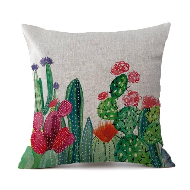 Tropical Plants Cactus Pillow Case Linen Decorative Pillowcases Tropical Cactus Throw Pillow Case Kussensloop Almohada Zt275