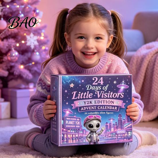 Holiday Countdown Calendar with Ornaments 2026 Spirit Advent Calendar, 24-Day Mini Figure Set, Elf Alien Miniature Figures Fairy Christmas Ornament
