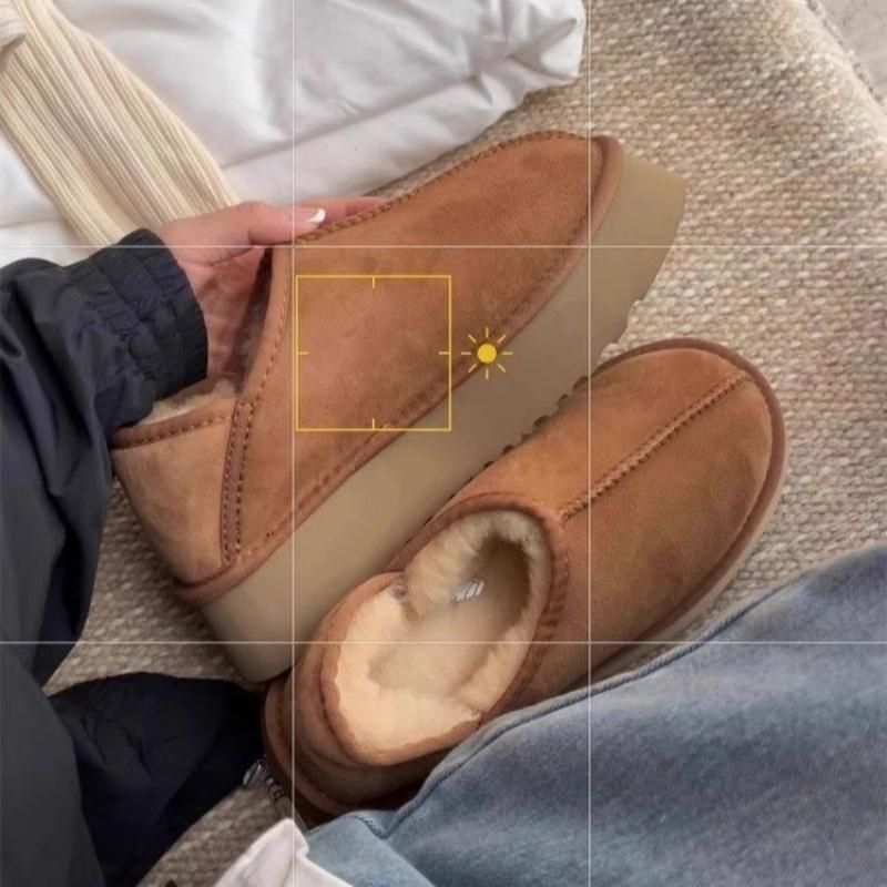 Fashion Thick Sole Soft Felt Shoes For Women 2025 Winter Warm Ankle Boots Comfortable Women's Petite High Heel Cotton Snow Boots