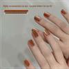 2025 Amber Cat Eye Manicure - Silk False Nail Tips with Flash Caramel Gold Glass Bead Design