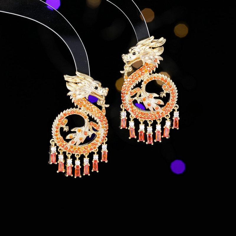 

SUYU Циркон 2024 Весна Новые Женские Серьги Дизайна Легкой Роскоши Модные Элегантные Серьги Драконы Подарок для Вечеринки оранжевый