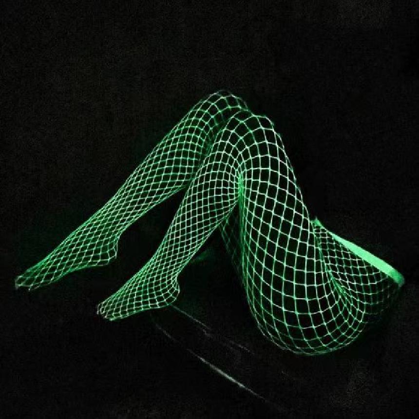 Luminous Fishing Net Stockings Sexy Hollow Out Bar Base Layer Tights Glowing Night Stockings Cool Sexy Fishnet Tights