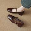 Women's shoes 2026 French square toe with metal buckle women's versatile new single shoe