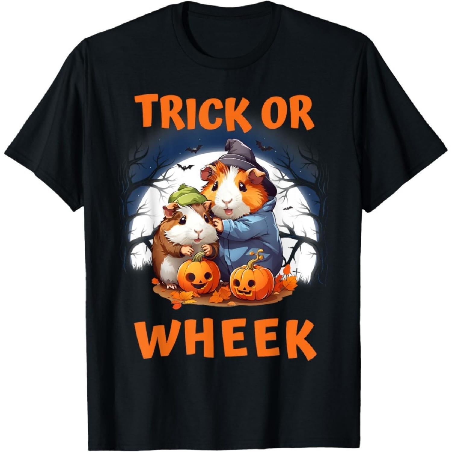 Trick Or Wheek Guinea Pig Halloween T-Shirt S