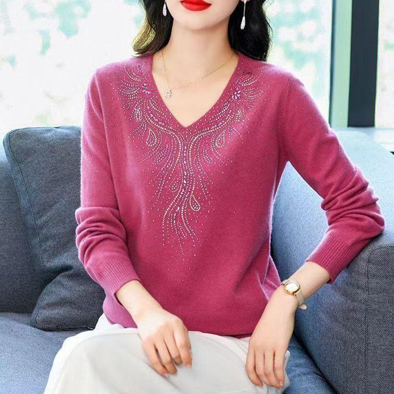 Women's Pullover Long Sleeve Geometric Graphic Ironing Casual Sweater Thread Fashion Top