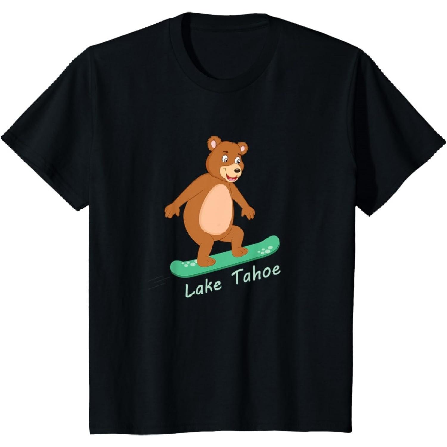 Bear Snowboarding in Lake Tahoe Souvenir Shirt for Kids T-Shirt(1) S