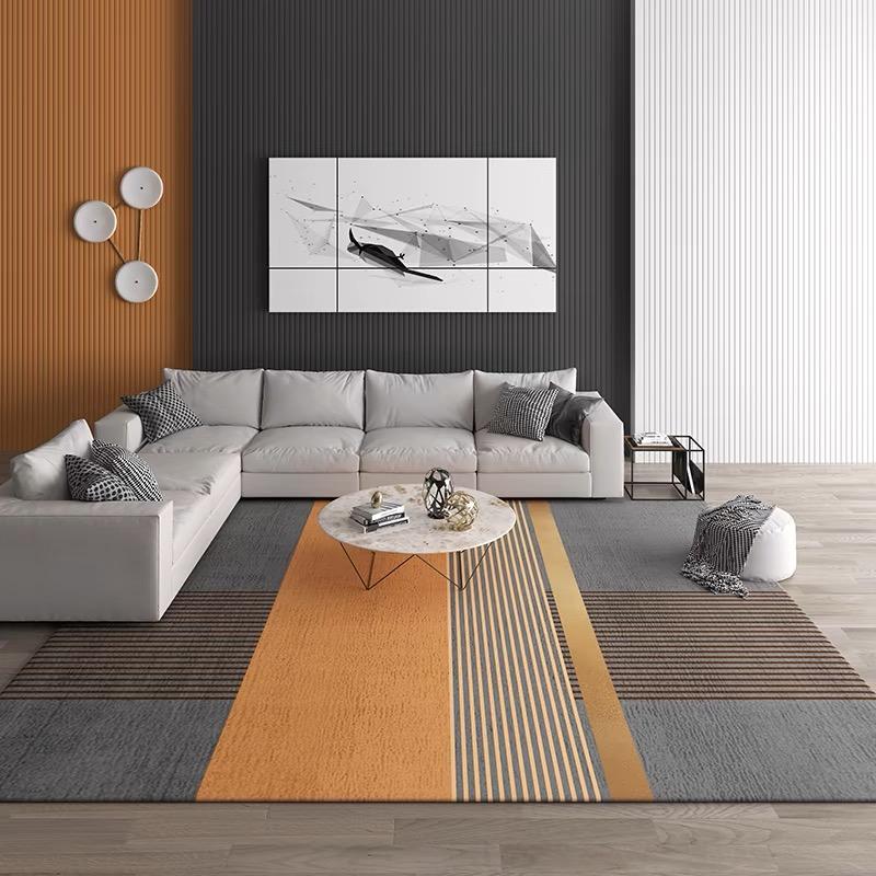 Light Luxury Crystal Velvet Carpet Orange Living Room Large Area Carpet Sofa Coffee Table Mat Home Bedroom Hallway Carpet