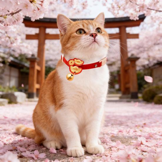 Besticktes rotes Haustierhalsband Chinesisches Neujahr Verstellbares Katzenhalsband mit Glocke Jahr des
