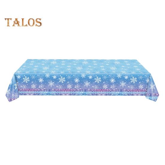 3/6 Pack Christmas Tablecloth Winter Holiday Snowflake Dining Tablecloth Plastic Disposable Table Cover for Christmas Party Decoration