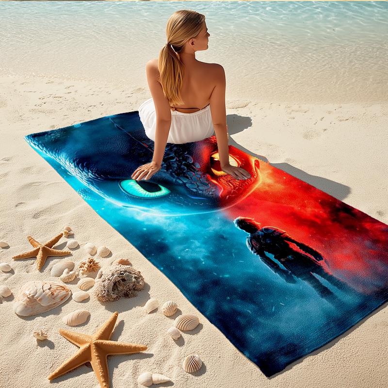 1Pc Dragon Boy Adventure Beach Towel Quick Dry Multiuse For Beach Pool Gym Yoga Home Travel Christmas Halloween Xmas Gift N1112